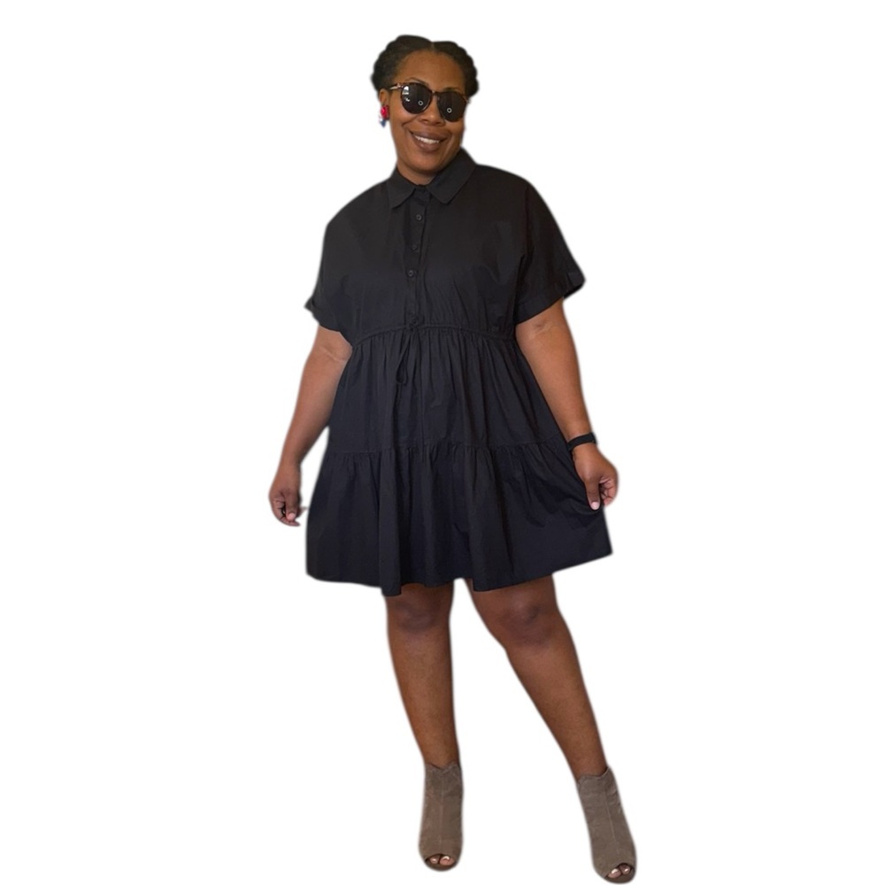 Zara Dress Poplin Cotton Popover Shirt Short Dress Ruffle Mini
